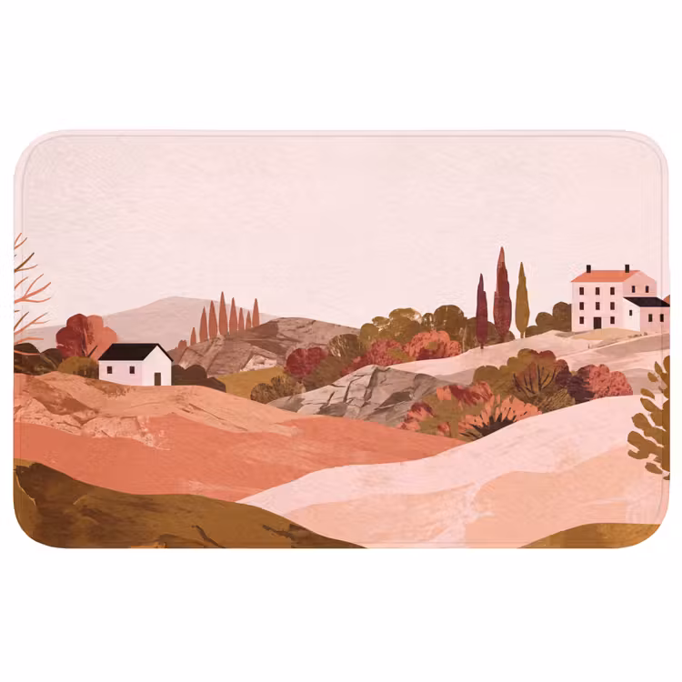 Heuvellandschap - Grafisch - Terracotta Badmat middel -3d