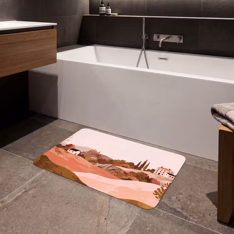 Heuvellandschap - Grafisch - Terracotta Badmat middel -sfeer3