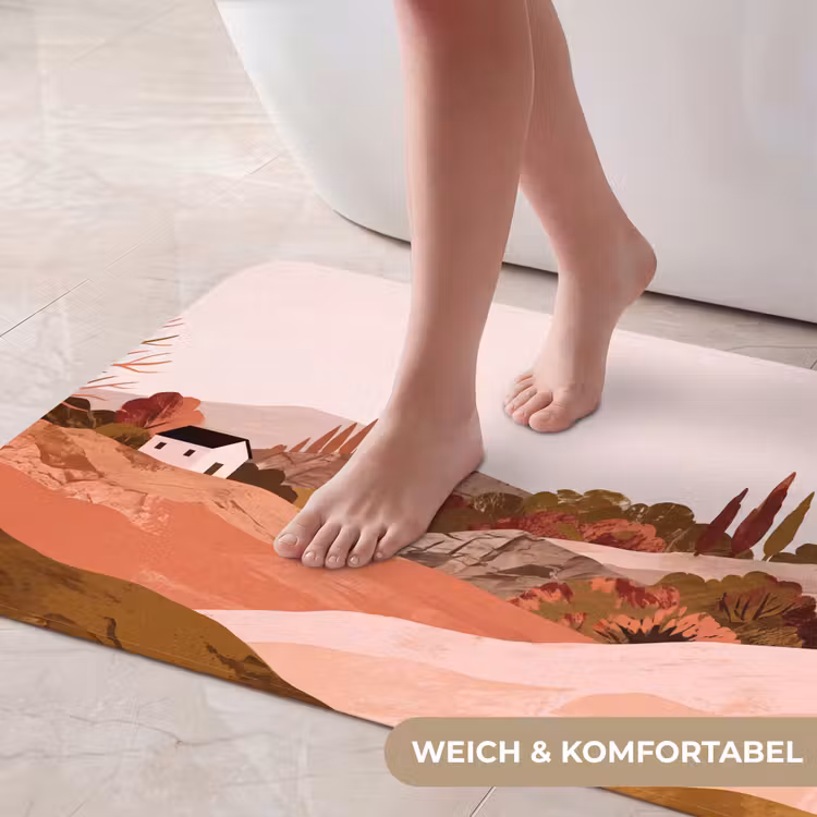 Heuvellandschap - Grafisch - Terracotta Badmat middel -USP_ZachtDE
