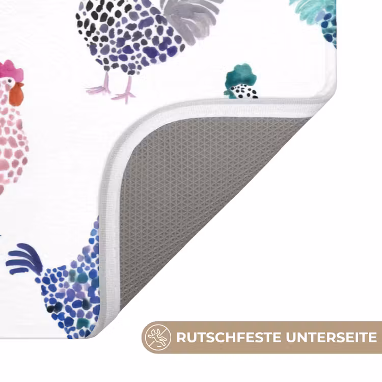 Kippen -Aquarel - Kleurrijk Badmat middel 997 -USP_AntislipDE
