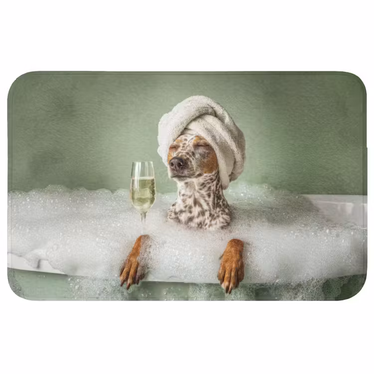 Hond - Bad - Champagne - Handdoek Badmat middel -3d