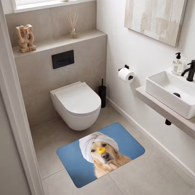 Hond - Badeend - Geel Badmat middel -sfeer4