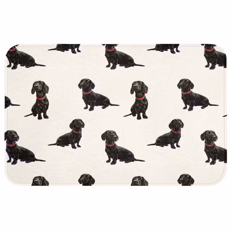 Hond - Patroon - Zwart Badmat middel 997 -3d