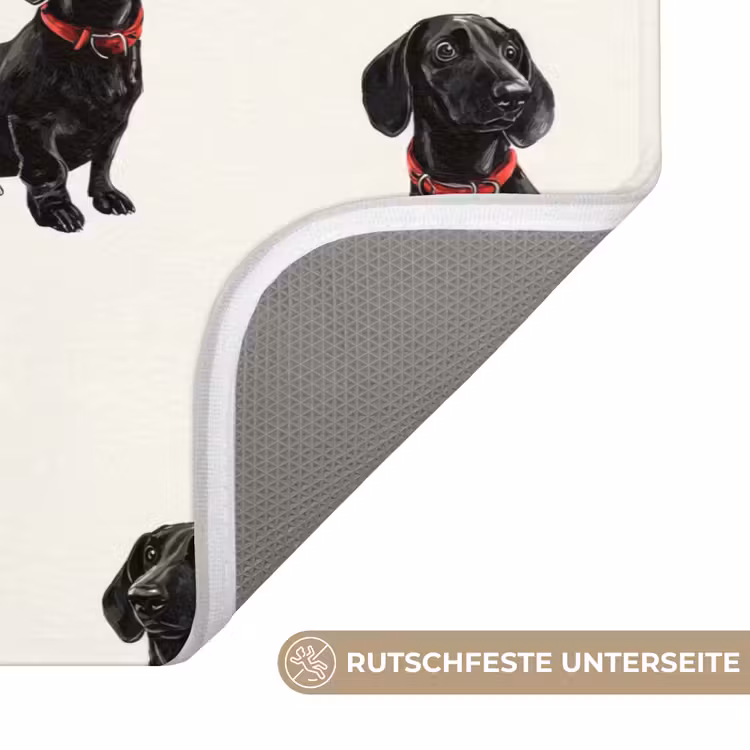 Hond - Patroon - Zwart Badmat middel 997 -USP_AntislipDE