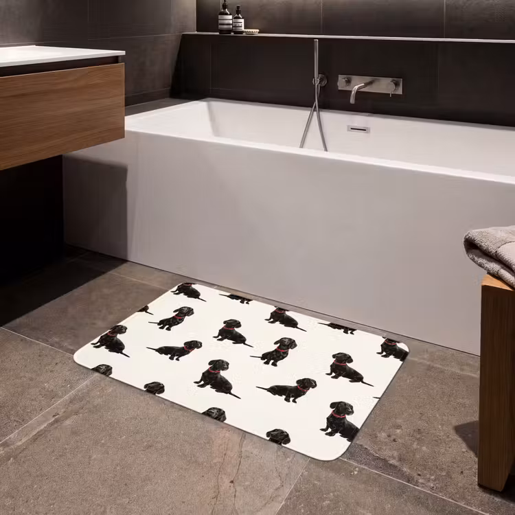 Hond - Patroon - Zwart Badmat middel 997 -sfeer3
