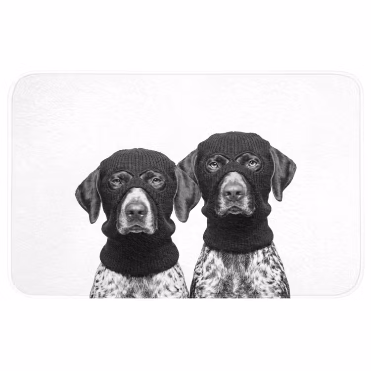 Honden - Bivakmuts - Zwart - wit Badmat middel -3d