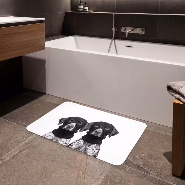 Honden - Bivakmuts - Zwart - wit Badmat middel -sfeer3