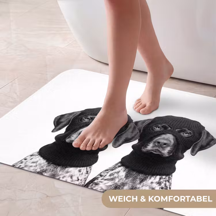Honden - Bivakmuts - Zwart - wit Badmat middel -USP_ZachtDE