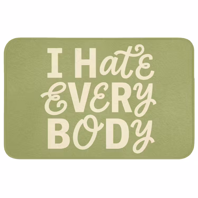 I hate everybody - Groen - Retro Badmat middel -3d