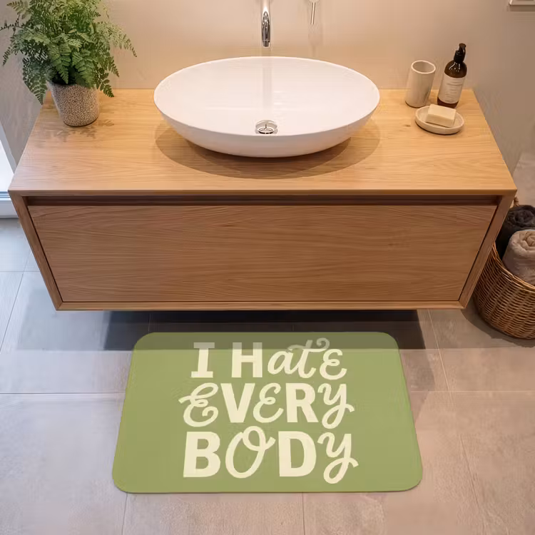 I hate everybody - Groen - Retro Badmat middel -sfeer1