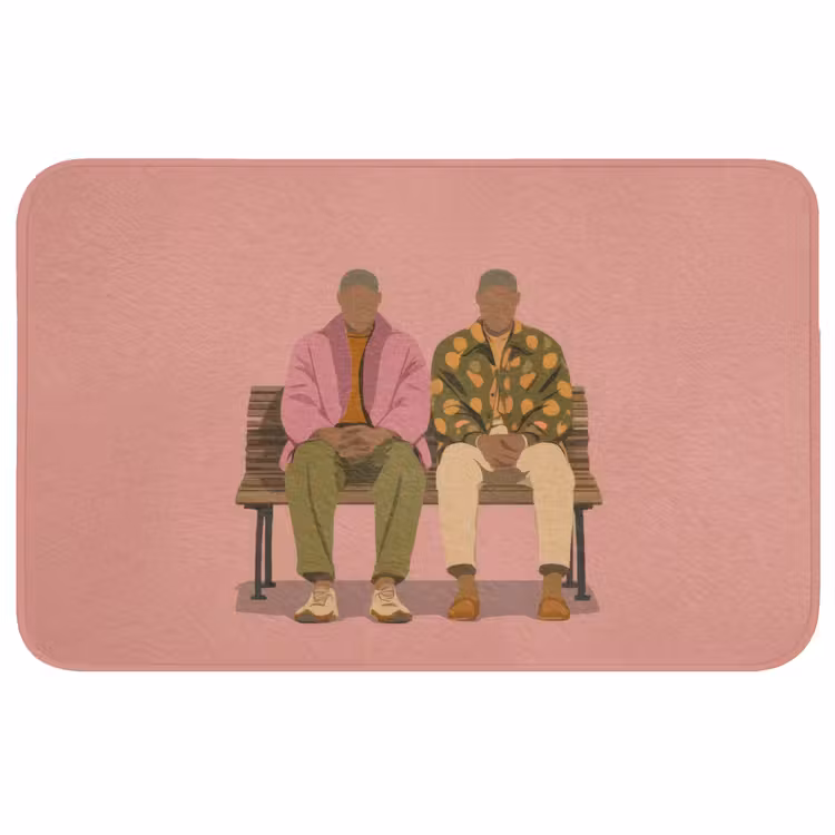 Illustratie - Bankje - Personen - Minimalistisch Badmat middel -3d