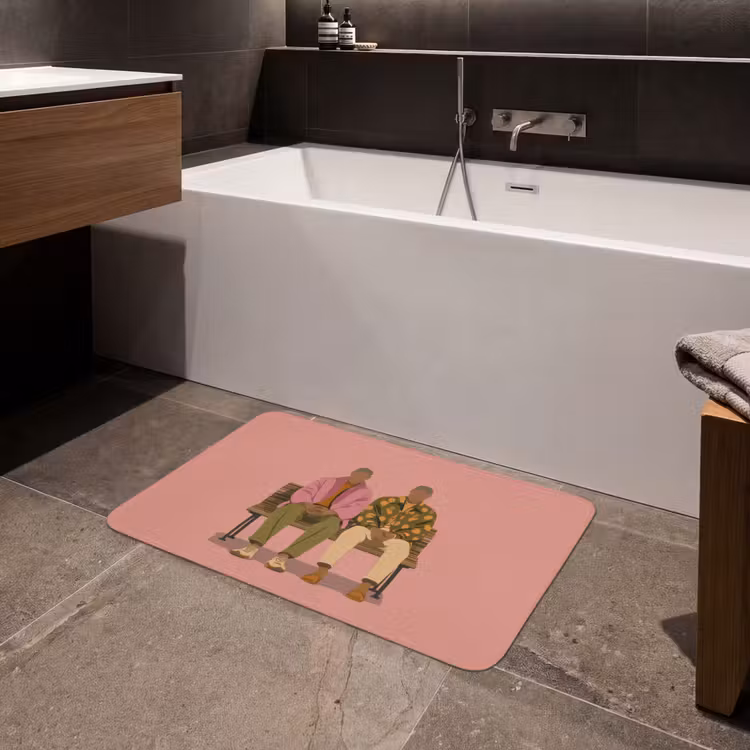 Illustratie - Bankje - Personen - Minimalistisch Badmat middel -sfeer3
