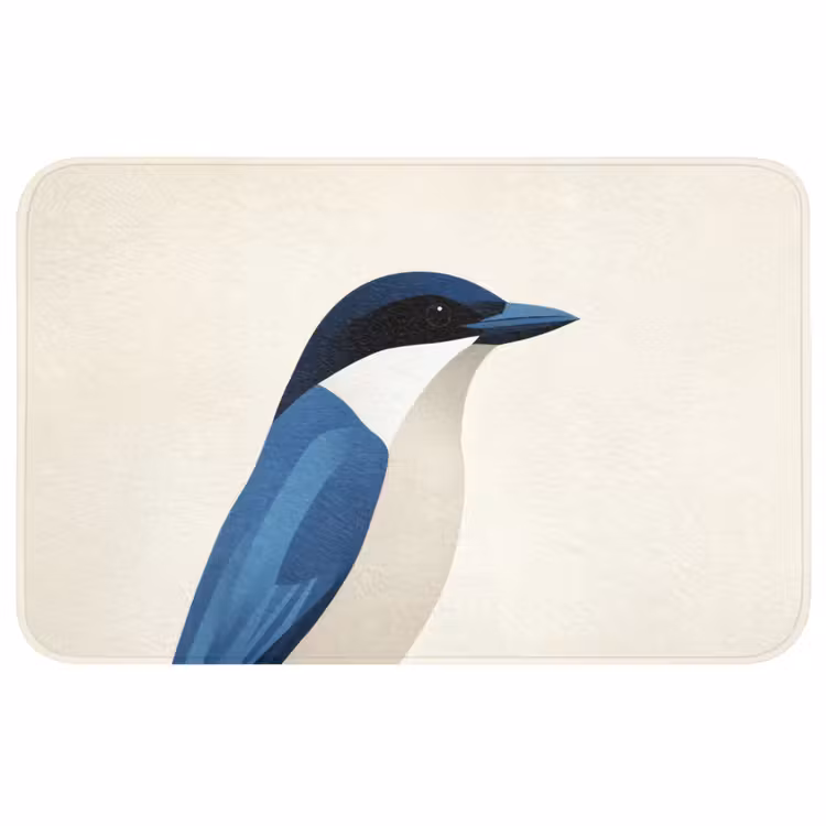 Illustratie - Blauw - Vogel Badmat middel -3d