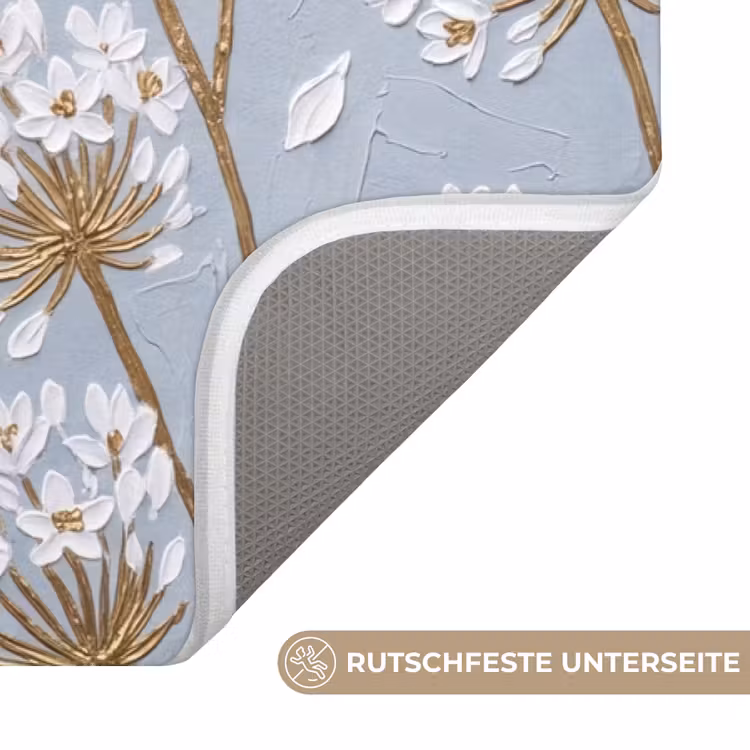 Illustratie - Bloemen - Blauw Badmat middel -USP_AntislipDE