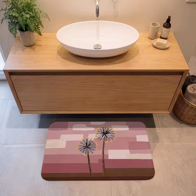 Illustratie - Bloemen - Vlakken - Abstract Badmat middel -sfeer1