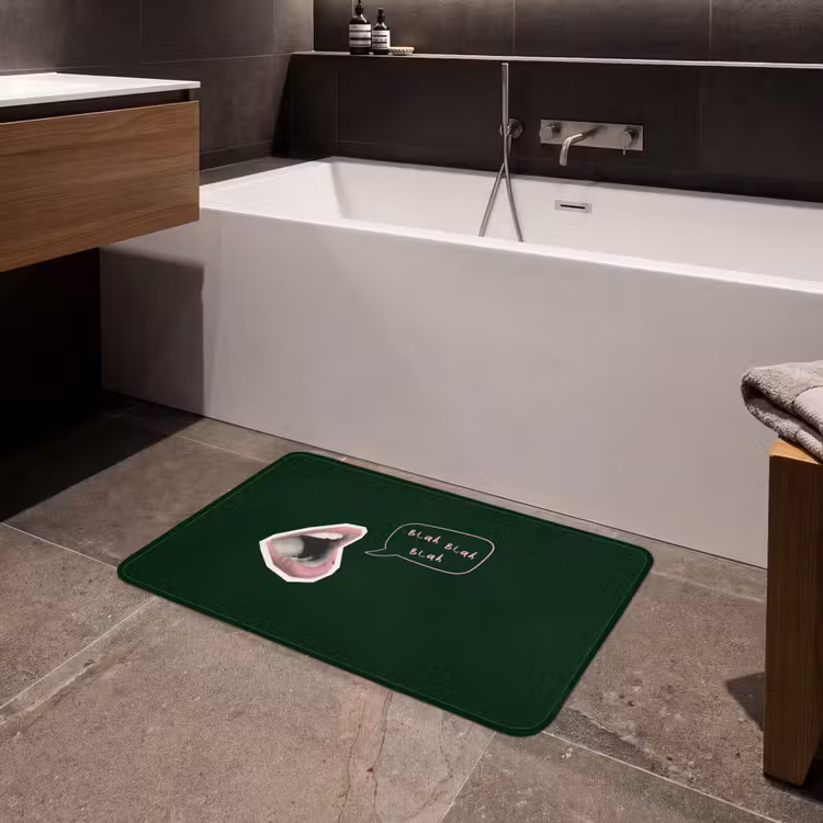 Illustratie - Mond - Donkergroen - Tekstwolkje Badmat middel -sfeer3