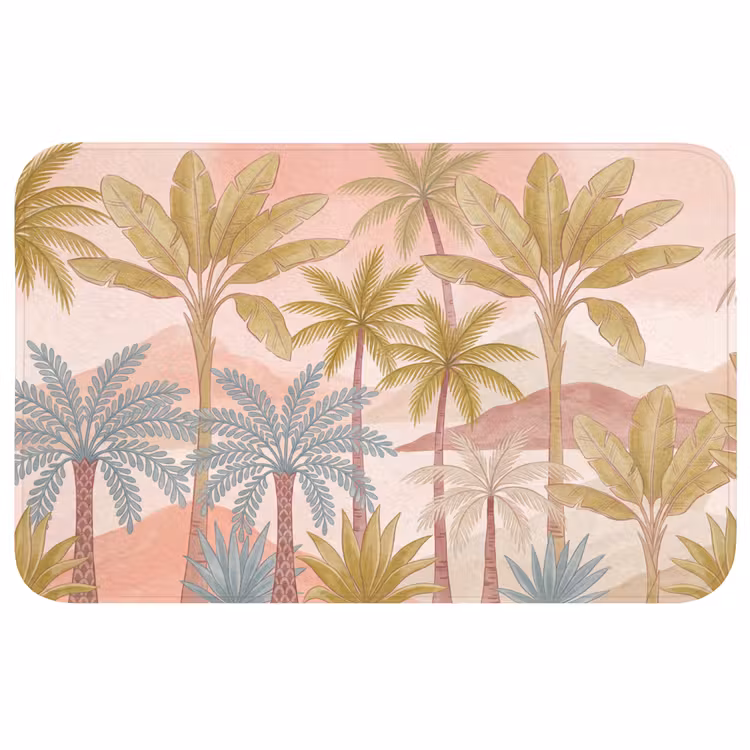 Illustratie - Palmbomen - Kleurrijk Badmat middel -3d