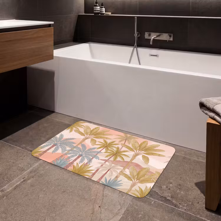 Illustratie - Palmbomen - Kleurrijk Badmat middel -sfeer3