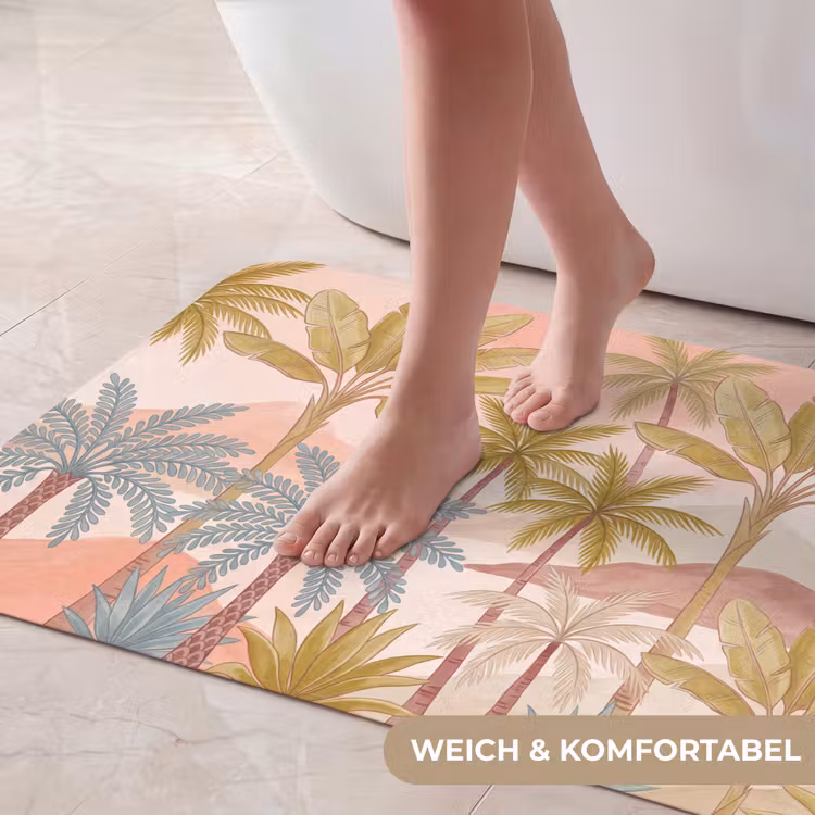 Illustratie - Palmbomen - Kleurrijk Badmat middel -USP_ZachtDE