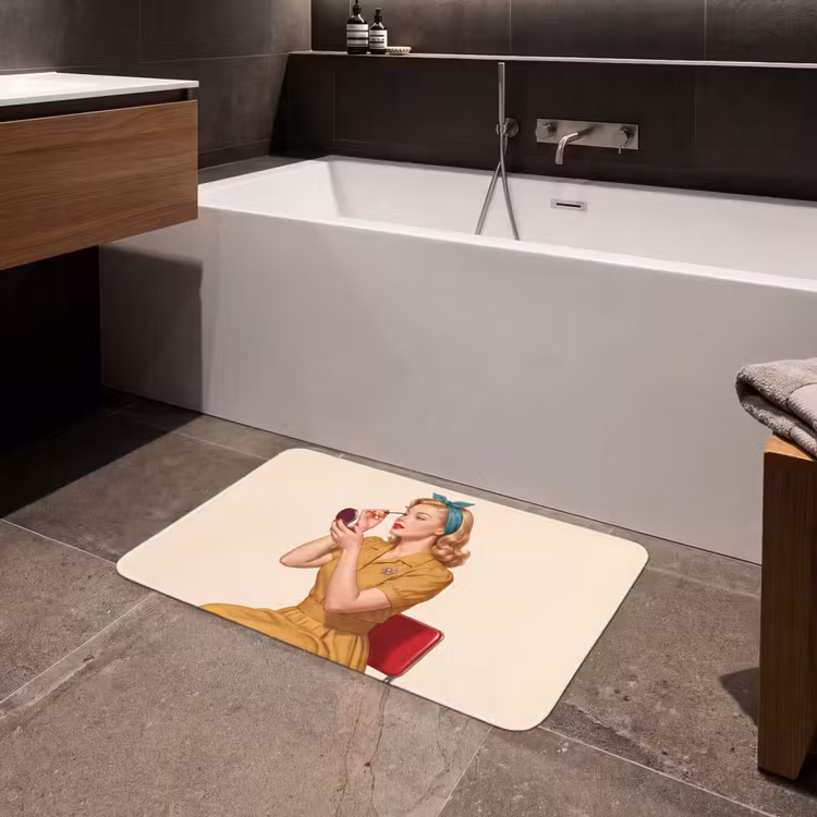 Illustratie - Mascara - Vrouw - Geel Badmat middel -sfeer3