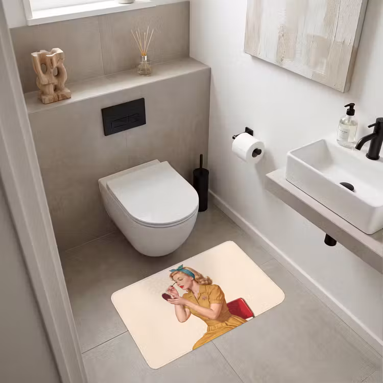 Illustratie - Mascara - Vrouw - Geel Badmat middel -sfeer4