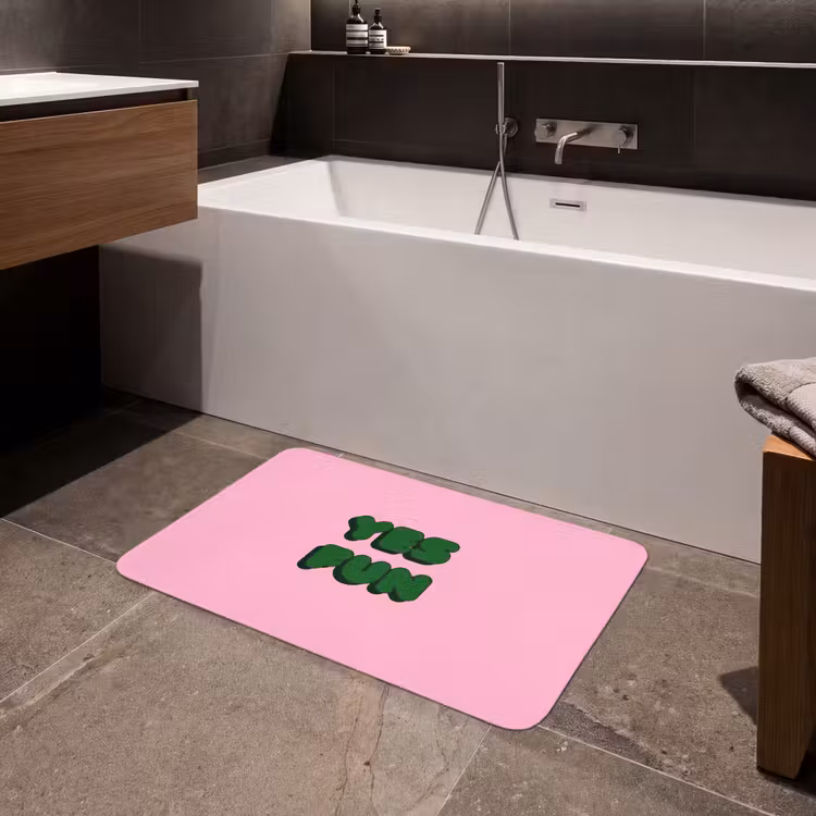 Yes fun - Groen - Roze Badmat middel -sfeer3