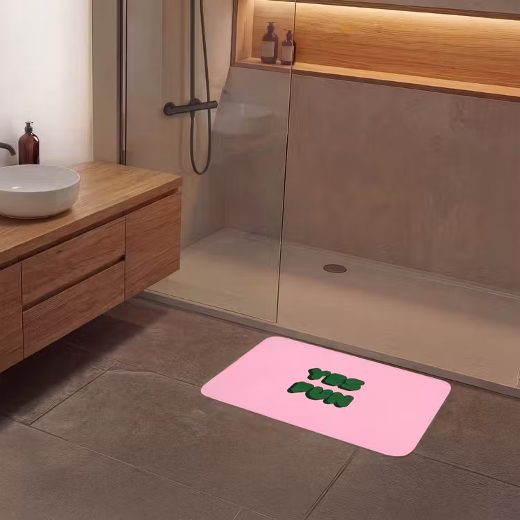 Yes fun - Groen - Roze Badmat middel -sfeer2