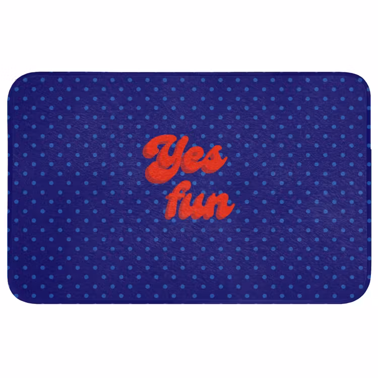 Yes fun - Rood - Blauw - Stippen Badmat middel -3d