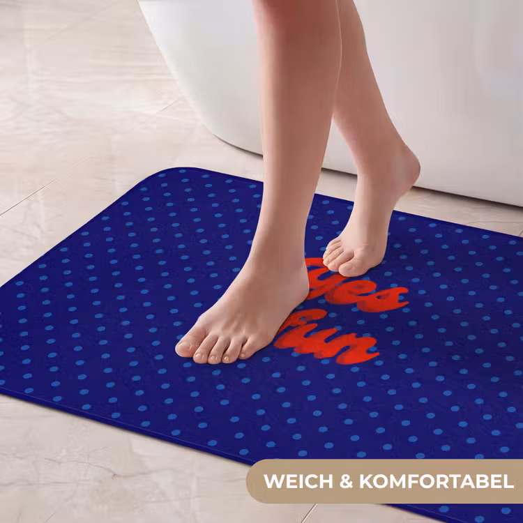 Yes fun - Rood - Blauw - Stippen Badmat middel -USP_ZachtDE