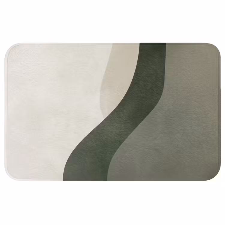 Japandi - Groen - Abstract - Modern Badmat middel -3d