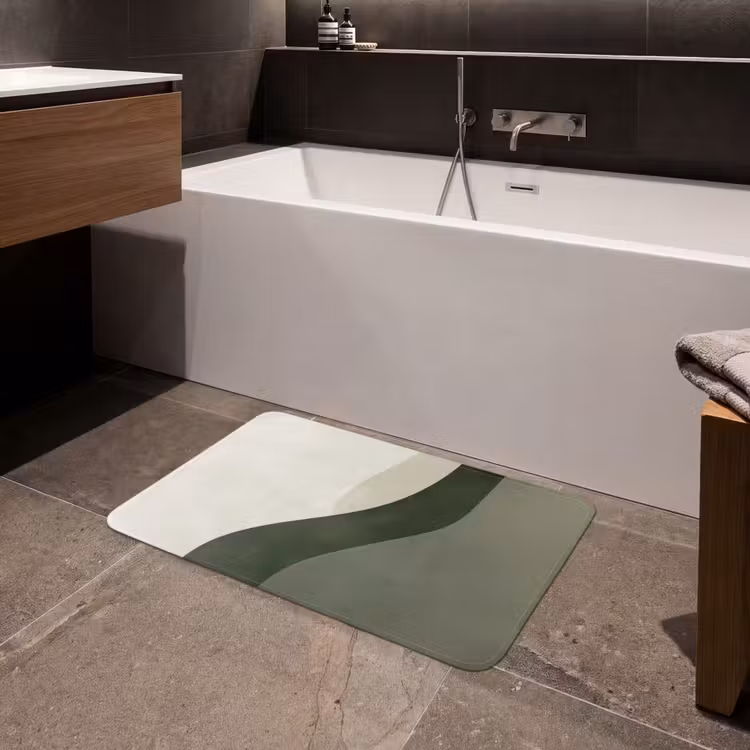 Japandi - Groen - Abstract - Modern Badmat middel -sfeer3