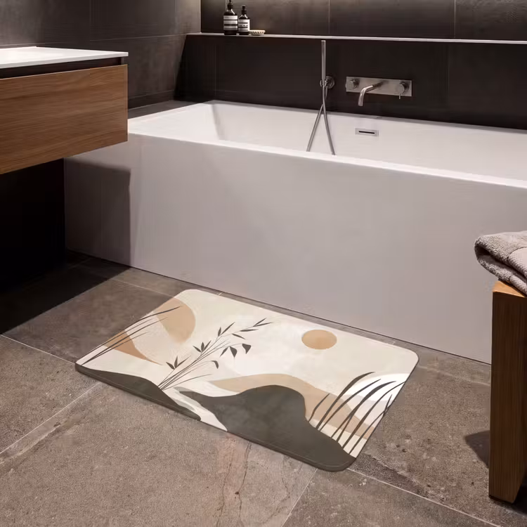 Japandi - Landschap - Beige Badmat middel -sfeer3
