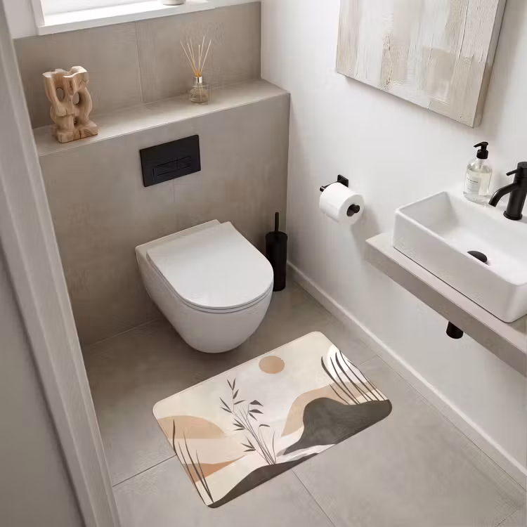 Japandi - Landschap - Beige Badmat middel -sfeer4