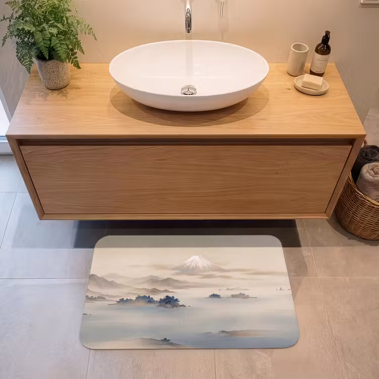 Japans - Landschap - Beige Badmat middel -sfeer1