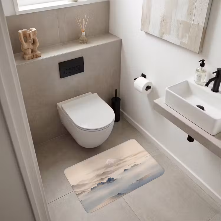 Japans - Landschap - Beige Badmat middel -sfeer4