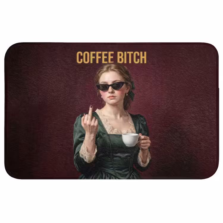 Koffie - Vrouw - Middelvinger Badmat middel -3d