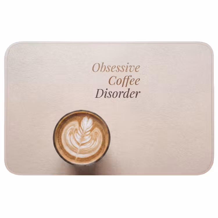 Koffie - Obessive Coffee Disorder - Beige Badmat middel -3d