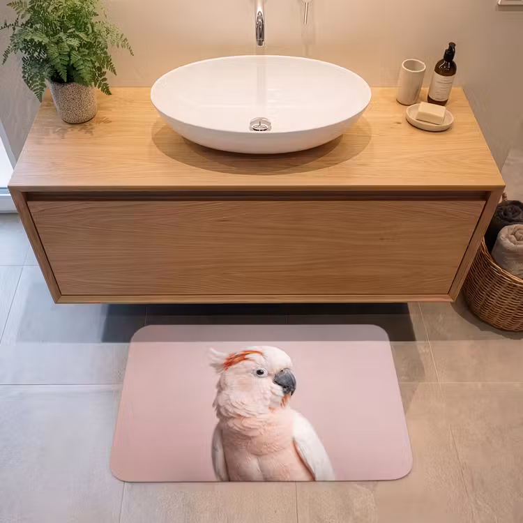 Kaketoe - Portret - Roze Badmat middel -sfeer1