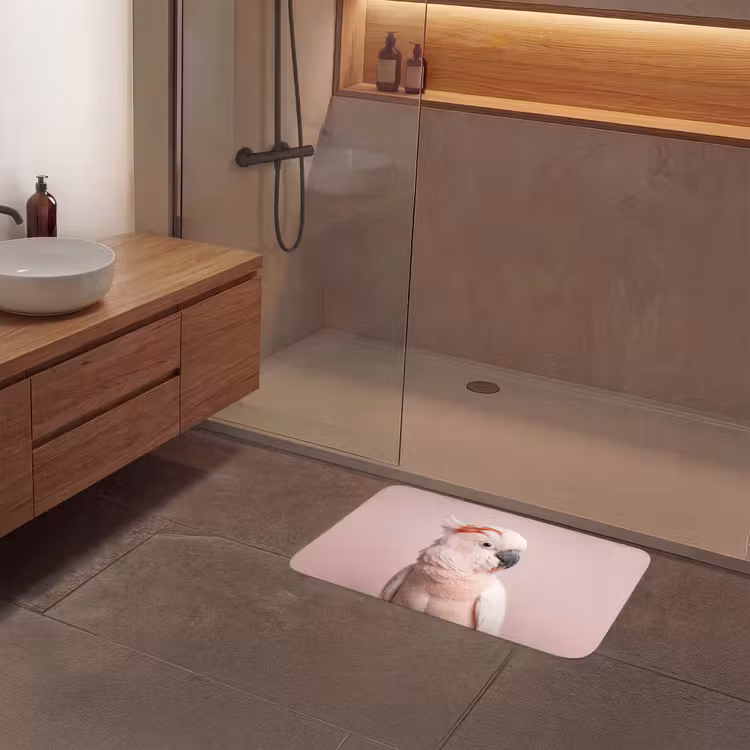 Kaketoe - Portret - Roze Badmat middel -sfeer2
