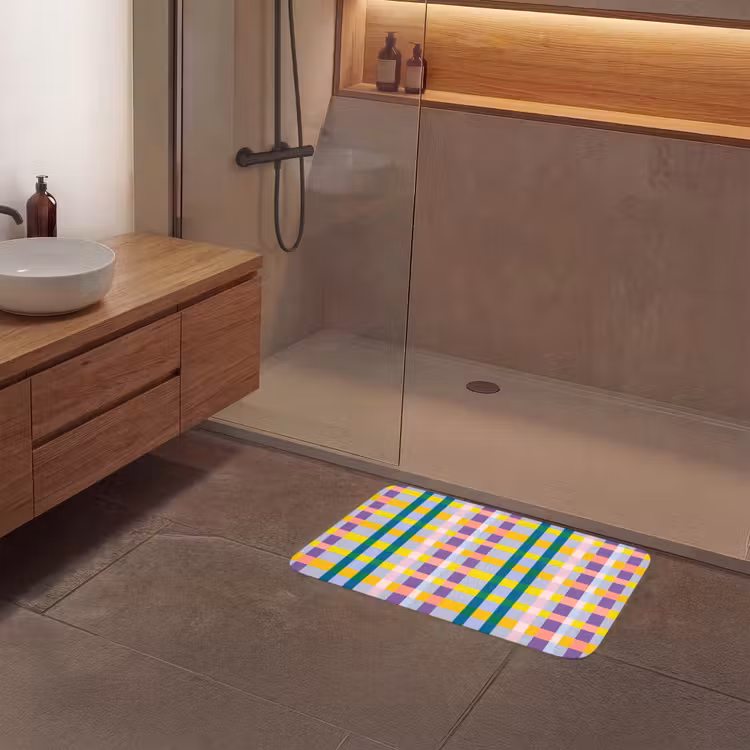 Ruit - Patroon - Kleurrijk Badmat middel 997 -sfeer2