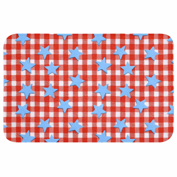 Ruit - Sterren - Rood Badmat middel 997 -3d