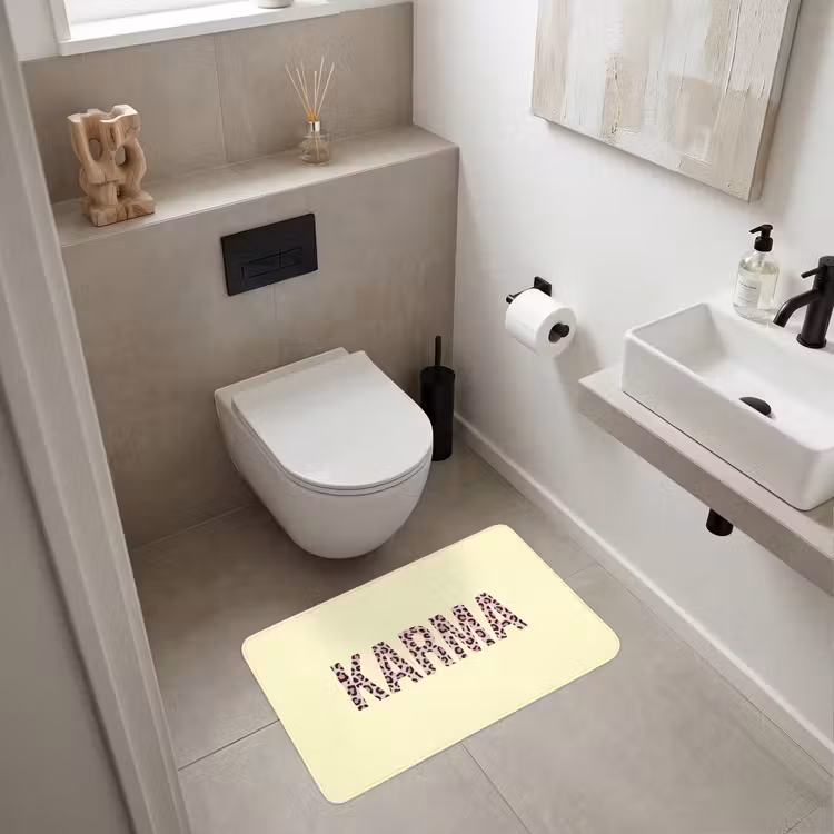 Karma - Luipaardprint - Geel Badmat middel -sfeer4