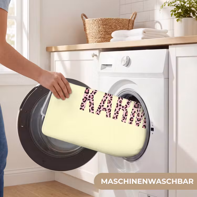 Karma - Luipaardprint - Geel Badmat middel -USP_WasbaarDE