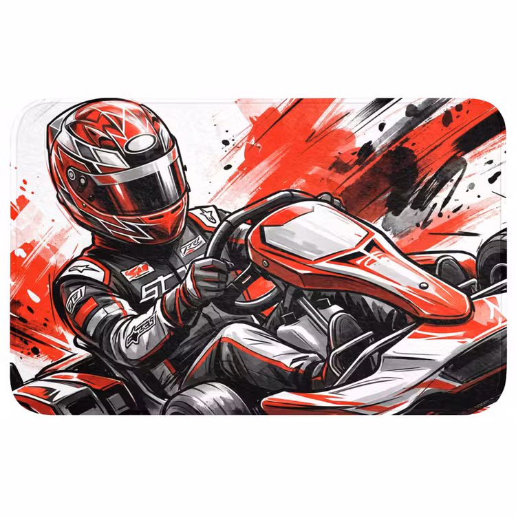 Kart - Coureur - Snelheid - Rood Badmat middel -3d