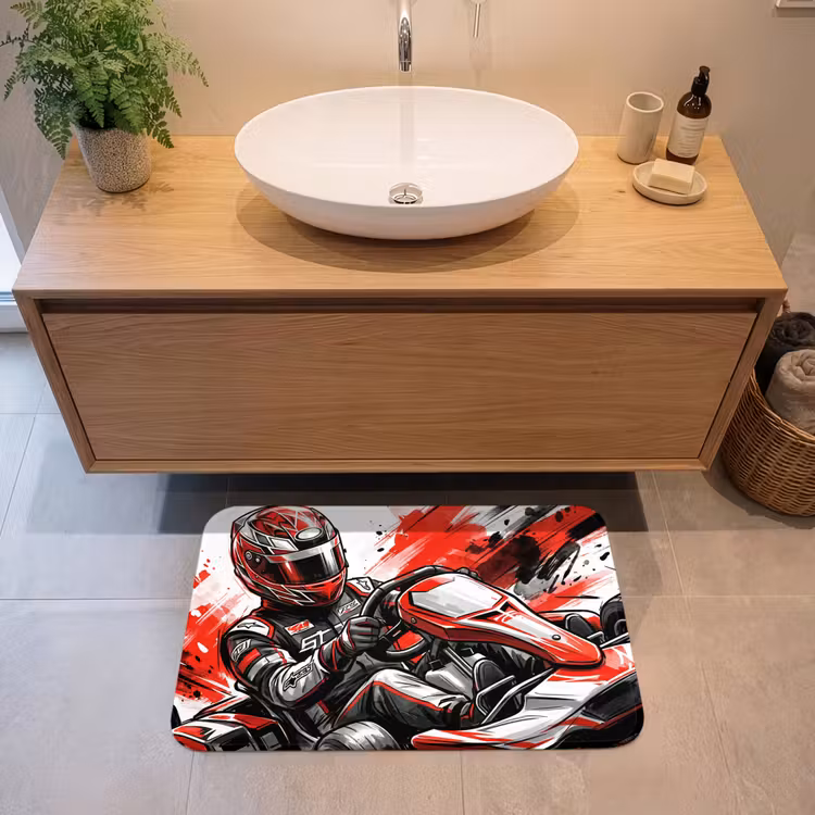 Kart - Coureur - Snelheid - Rood Badmat middel -sfeer1