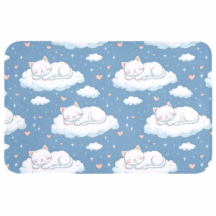 Kitten - Wolken - Blauw Badmat middel 997 -3d