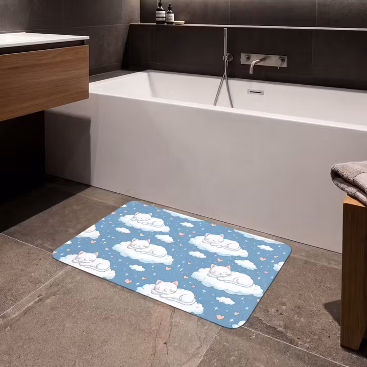 Kitten - Wolken - Blauw Badmat middel 997 -sfeer3