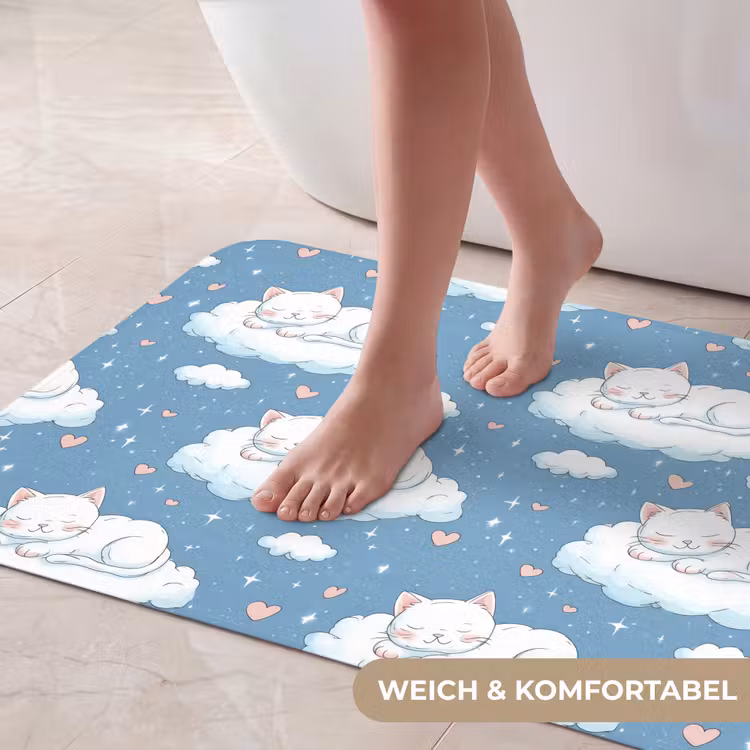 Kitten - Wolken - Blauw Badmat middel 997 -USP_ZachtDE