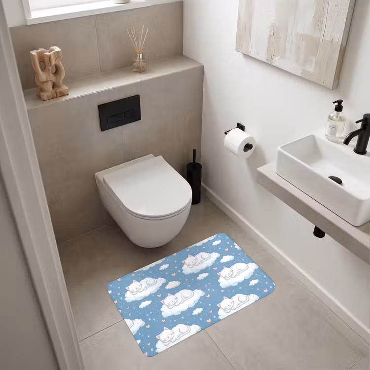 Kitten - Wolken - Blauw Badmat middel 997 -sfeer4