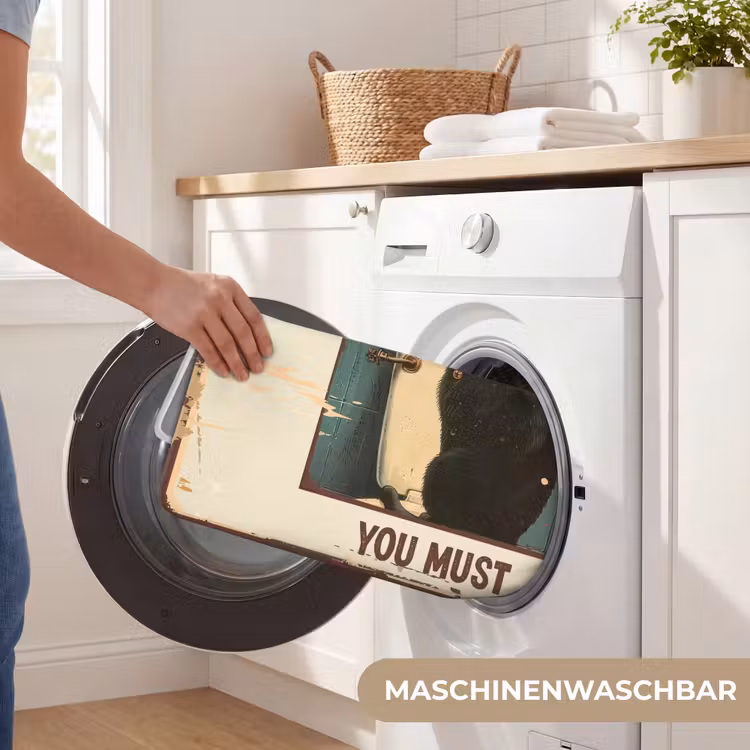 Kat - Vintage - Zwart - Quote - Flush you must Badmat middel -USP_WasbaarDE